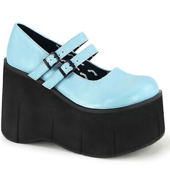Demonia Kera MaryJane Blue Platform Heels - Picture 2 of 15